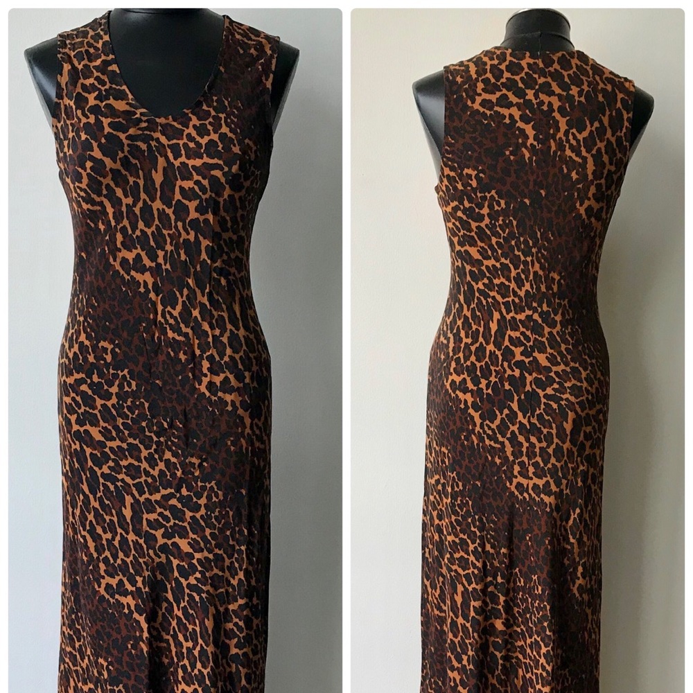 Vintage Betsy Johnson Leopard Slip Maxi Dress 10